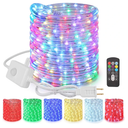Brizled Color Changing Rope Lights, 18ft 180 LED RGB Rope Lights, Connectable Christmas Light Indoor Tube Lighting with Remote Outdoor White Tube Light Waterproof Color Outdoor Lighting for Xmas Decor