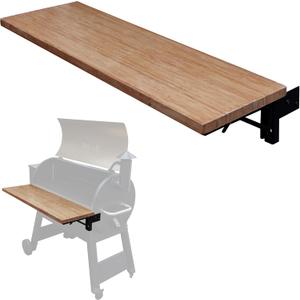 Iron Forge Tools 36.5x12 Wood Folding Grill Shelf Accessory - Charcoal Grill Accessories for Pellet Smoker Barbeque - Compatible with Traeger Pro 34, Pro 780, Ironwood 885 Series Texas Elite, Eastwood (Brown)