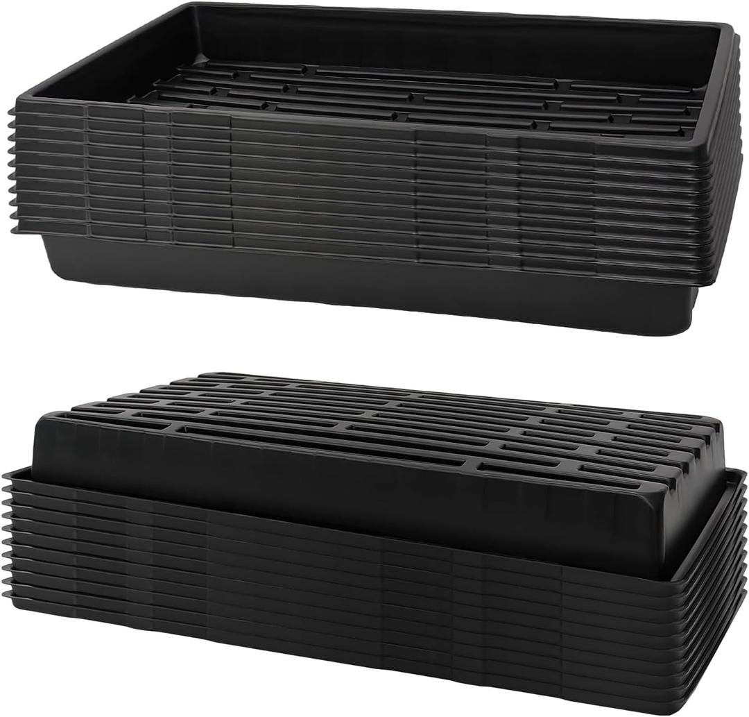 RooTrimmer 20 Pack 1020 Trays, No Drain Holes, 20" x 10", Extra Thick Heavy Duty Seed Starting Trays -Reusable Propagation Flats for Microgreens, Seedlings, Plant Germination, Fodder and Transplant