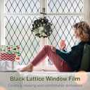 VELIMAX Frosted Black Lattice Window Film Static Cling Window Privacy Films Decorative Glass Vinyl Film for Windows Removable Sun Blocking Anti-UV 29.5x78.7 inches