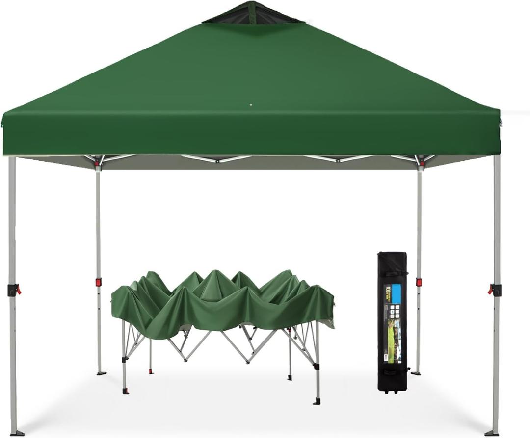 HERA'S PALACE 10x10 Pop Up Canopy Outdoor Tent for Patio with Bag Easy Up Shade Canopies Heavy Duty Event Tents for Backyard, Bench, Garden (10''x10'', Green)