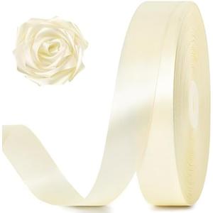 100 Yards 1 Inch Ivory Satin Ribbon, Solid Craft Fabric Ribbon for Christmas Gift Wrapping, Bows Making, Flower Bouquet, Wedding Party Decoration