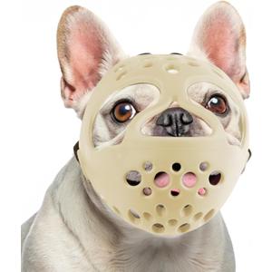 Short Snout Dog Muzzle, Soft Frenchie Muzzle for Biting, Chewing | French Bulldogs, Boston Terriers, Flat-Faced Dog Mouth Guard for Aggressive Dogs Grooming Walking, Allows Drinking