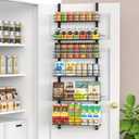 6-Tier Over The Door Spice Rack, Large-Capacity Adjustable Hanging Pantry Organizer 3 Size Baskets, No-Sway No-Drill Door Mount, Heavy-Duty Rustproof Steel, 15.75 Wide, Black