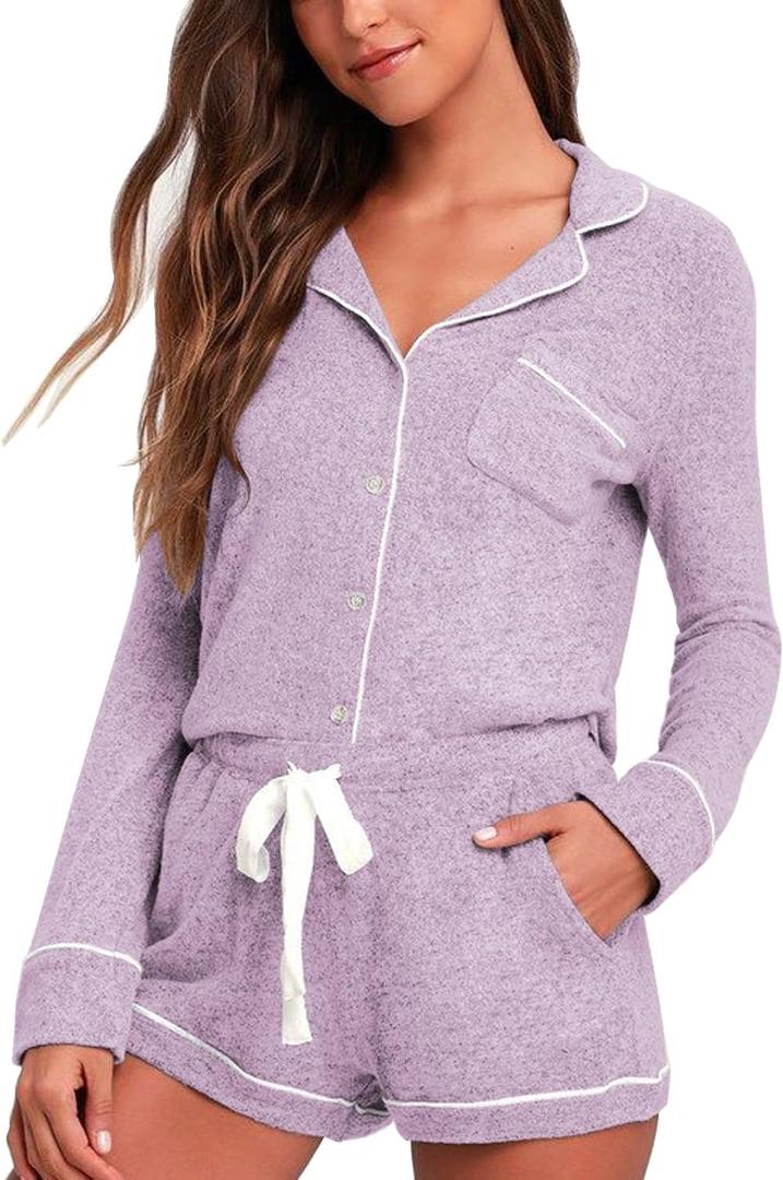 Aamikast Womens Pajama Sets Button Down Long Sleeve Sleepwear Soft 2 Piece Pjs Lounge Set (XL)