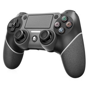 Wireless Controller Compatible with PS4/Pro/Slim, Black ps4 controller with Dual Vibration, 1000mAh Battery, 6-Axis Motion Sensor, Built-in Speaker & 3.5mm Headphone Jack, Charging Cable (Black)