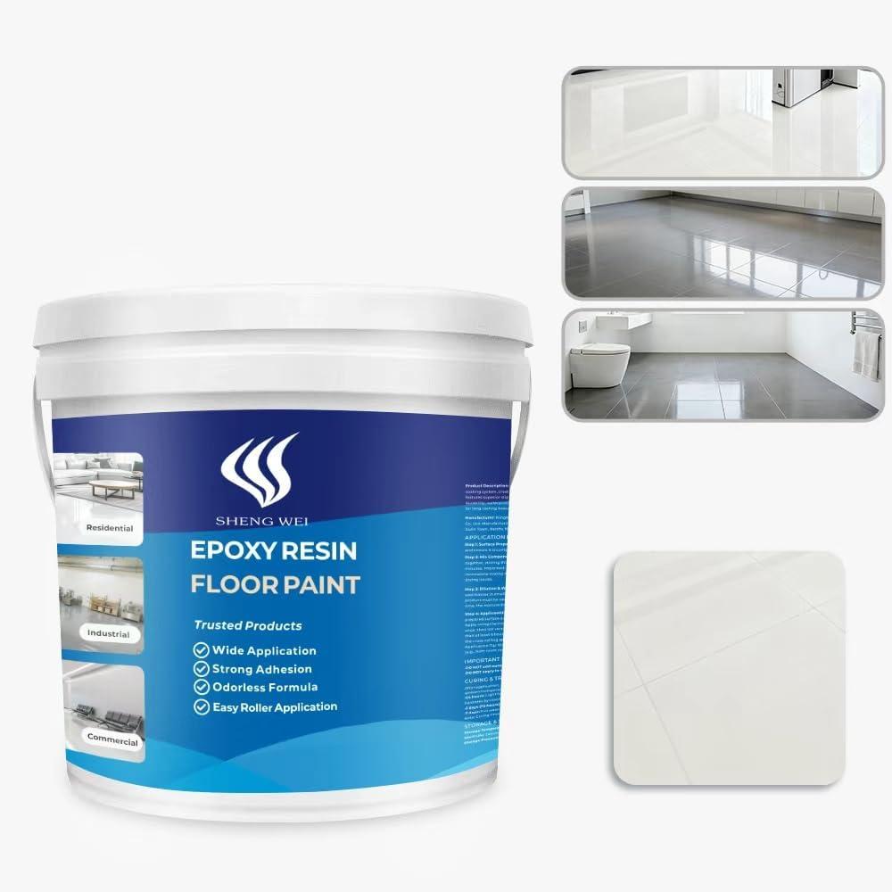 Floor Paint, Indoor Epoxy Floor Coating, 1 Gallon, White, Household Tile Color Changing Paint, 128 Fl Oz