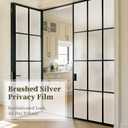 Frosted Window Privacy Film - Brushed Silver Static Cling Glass Film for Bathroom, Day and Night Door Privacy Film Window Cover to Stop Dog Barking, 35.4 x 78.7 Inch, Pure