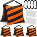 4 Packs Orange Sandbag Weight Bags for Light Stand Photography Video Equipments, Heavy Duty Saddlebags for Backdrop Stand, Photo Tripod, Canopy, Pop up Tent, Umbrella Base, Fishing Chair, Picnic Table