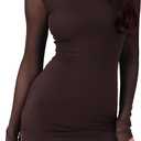 OZICERD Women Long Sleeve Bodycon Mini Dress Mock Neck Sheer Mesh Slit Going Out Dress Fall Rave Club Cocktail Party Dresses, Size: M