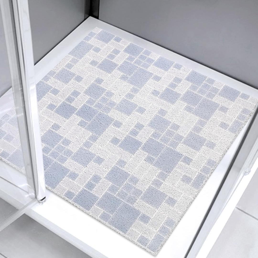 Square Shower Mat 32x32 Inch Non Slip Bath Mat for Inside Shower Loofah Shower Mat for Elderly Soft Textured Foot Massage Pad Bathroom Floor Mat for Wet Area, Without Suction Cups, Quick Drying