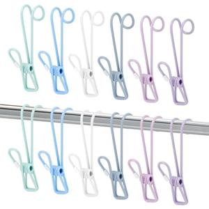 Sekonow 12 Pack Clothes Pins with Hooks, Hanging Clips Anti Rust Metal Laundry Hooks, Multifunctional Hanger Clips for Towels Socks Outdoor Clothesline Closet