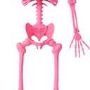 JOYIN 5.6 FT Halloween Posable Skeleton Life Size, Giant Outdoor Yard Skeletons, Pink Plastic Skeleton with Movable Joints for Haunted House Props, Halloween Decorations, Spooky Scary Skeletons Party (Pink)
