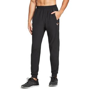 baleaf Men's Joggers Pants Athletic Workout Track Running Gym Lightweight Quick Dry Tapered Jogger Zipper Pockets, Large