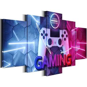 Merrleem Game Controller Canvas Wall Art Prints, Gamer Bedroom Decor, Gaming Symbol Picture, Teen Boys Game Room Wall Decor (Small, Wrapped Canvas) (White)