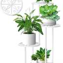 4 Tier Plant Stand Indoor Outdoor, Metal Flower Shelf Display Holder, Multiple Plants Corner Tall Flower Holders for Patio Balcony Porch Garden Living Room (White)