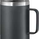OGGI ThermoMug Stainless Steel Insulated Mug- Double Wall Vacuum Insulated w/Handle & Lid, Coffee Cup, Camping Mug, Travel Thermos, 14oz(420ml), Black