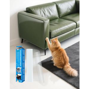Cat Scratch Furniture Protector - Design for Leather Couch, 157"x11.8" Clear Couch Protector from Cat Claws, Thickened Anti-Scratch Adhesive Roll, Cuttable & Residue-Free, No Pins