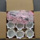 Leinuosen 6 Set Artificial Hydrangea Flowers and Plastic Vases Set Centerpieces Table Decorations Silk Fake Hydrangea Full Flowers Heads with Stems Bulk for Wedding Home Baby Shower (Pink)