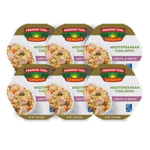 Genova Premium Tuna Mediterreanean Lentil & Grain Salad, 7.76 Ounce Bowls (Pack of 6), Ready to Eat (EXP 10/29/28)