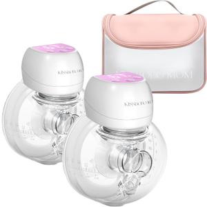 Smart Double Sides Wearable Breast Pump, Electric Bilateral Breast Pump, 3 Modes 9 Levels with Storage Bag, Low Noise Painless Rechargeable Wireless Electrical (Pink 2PCS)