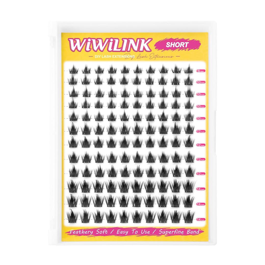 WiWiLINK Wispy Lash Clusters 814mm Spike Eyelash Clusters D Curl DIY Lash Extension with Spikes 0.03mm Thin Band Natural Individual Cluster Eyelashes, California Sunset Short