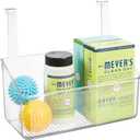 mDesign Plastic Over Cabinet Door Storage Organizer Bin for Kitchen, Pantry, Bathroom, Laundry, Utility Room - Hang Outside or Inside Door - Holds Lunch Bags, Shampoo, Cleaning Supplies, Large - Clear