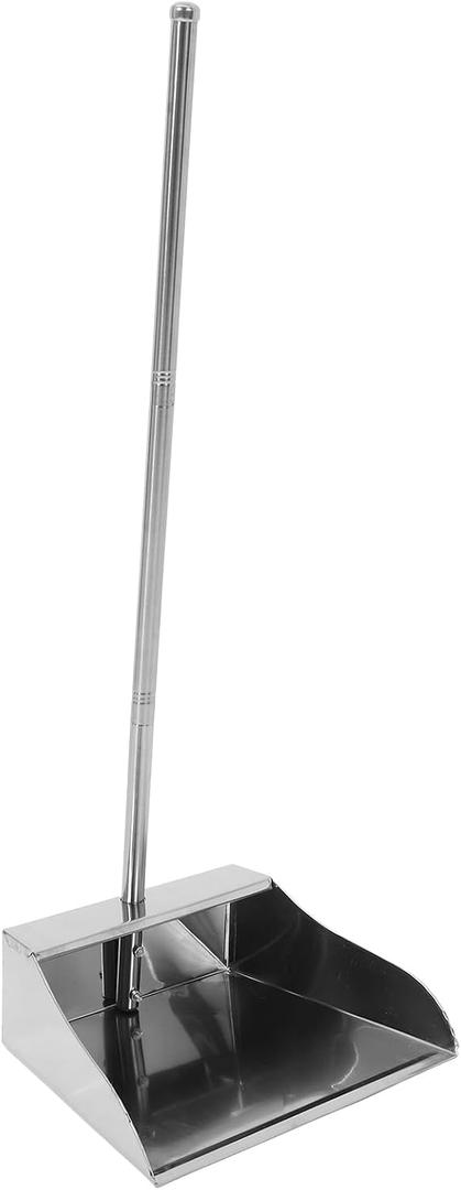 Cabilock No Bent Over Garbage Shovel, Stainless Steel Stand up Metal Dustpan, Upright Long Handle Standing Dustpans for Home Kitchen Floor Debris Cleaning Tool