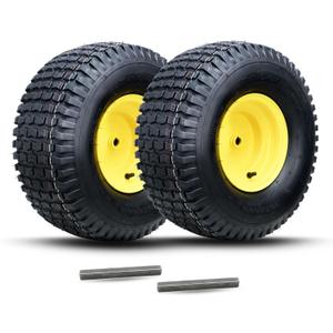 MAXROLLORS 20x8.00-8 Lawn Mower Tire and Wheel Assemblies, Not D-Axel Wheel
3.5" Offset Hub, 3/4" Borehole, 3/16" Keyway, 4-Ply, Tubeless, 2Pcs, 948 LBS, Yellow, Compatible Replacement for Riding Mower