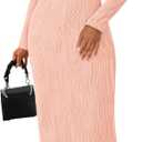PRETTYGARDEN Cocktail Dresses for Women 2024 Fall Long Sleeve Tie Front Cut Out Bodycon Sexy Club Party Maxi Dress (Pink,Small) (Pink, S)