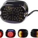 Smoked LED Tail Lights, Low Profile Brake Taillights Integrated Turn Signals Compatible with Harley Sportster 1200 883 Touring Road King Dyna Super Glide Fat Boy Night Train (Amber+Red)