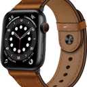 OUHENG Leather Bands Compatible with Apple Watch Band, Genuine Leather Strap for iWatch, Size: 49mm/46mm/45mm/44mm/42mm(series 3 2 1)(Retro Brown/Black)