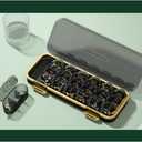 Weekly Pill Organizer/ Dispensers, 3 Times A Day, 7 Day Large Compartments Travel Pill Container/ Box, Moisture-Proof Medicine Case for Fish Oil Vitamins Pills (Transparent Black)