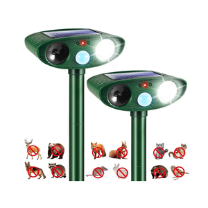 2 Pack Solar Animal Repellent Ultrasonic Outdoor Squirrel Fortress Pro, Deer Repellent Devices with Motion Sensor & Strobe Light,Waterproof Cat Dog Raccoon Rabbit Deterrent for Garden Yard