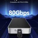 ORICO 80Gbps M.2 NVMe SSD Enclosure PCIE 5.0 Silent Fanless Compatible with Thunderbolt 5/4/3/USB4 X50 Dual-chip USB3.2/3.1/3.0 M-Key/(M&B) Key NVMe SSDs up to 8TB Fanless Silent Cooling- X50PRO