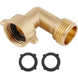 90-Degree Hose Elbow For RVs — Solid Brass Construction, Features Convenient Easy Grip Connector,For RV Water Hoses, Residential Outdoor Faucets, & More — 1-Pack