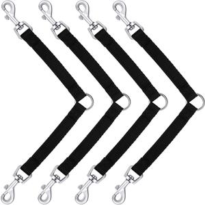 Reginary 4 Pieces No Tangle Dog Leash Couplers Black Double Clip Leash for Two Clasp Dog 0.6 Inch Wide Heavy Duty Nylon for Large Pet Walking Supplies, 4 Inch