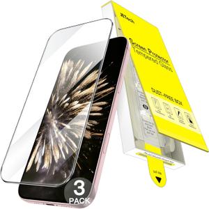 JETech Screen Protector for iPhone 15 6.1-Inch, One-Step Easy Installation with Auto-Alignment Bubble Free Box, 9H Tempered Glass Film, HD-Clear, 3-Pack