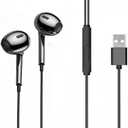 USB Headset with Microphone for PC Laptop, USB Earbuds with Mute Volume Control Stereo Bass for PC Desktop Dell HP Acer Laptop Meetings/Music,School,Black 8.2Ft(2.5M)