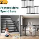 Cumbor 2 Pack 29.7-51.5" Extra Wide Baby Gate for Stairs, Easy Walk Through Dog Gates for Doorways, Pressure Mounted Pet Gate Indoor, Safety Auto-Close Child Gate for Kids with 4 Wall Cups, Black