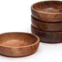 Acacia Wood Bowls - 4.75-inch Brown Wooden Bowls, 400 cubic cm (0.40 liters) Each, Set of 4