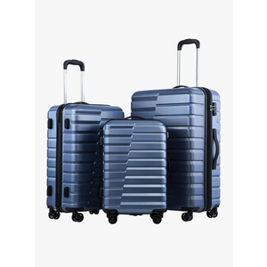 Coolife Expandable Suitcase Luggage set PC ABS TSA Lock Spinner Carry on 3 Piece Sets (Blue)