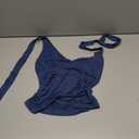 WDIRARA Women's Ruched Halter Crop Tops V Neck Tie Back Sleeveless Slim Fit Cami Tops, Blue, Size: XS