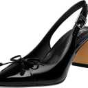 QIY Womens Pumps Pointed Closed Toe Chunky Heel Slingback Heels for Women Size 7