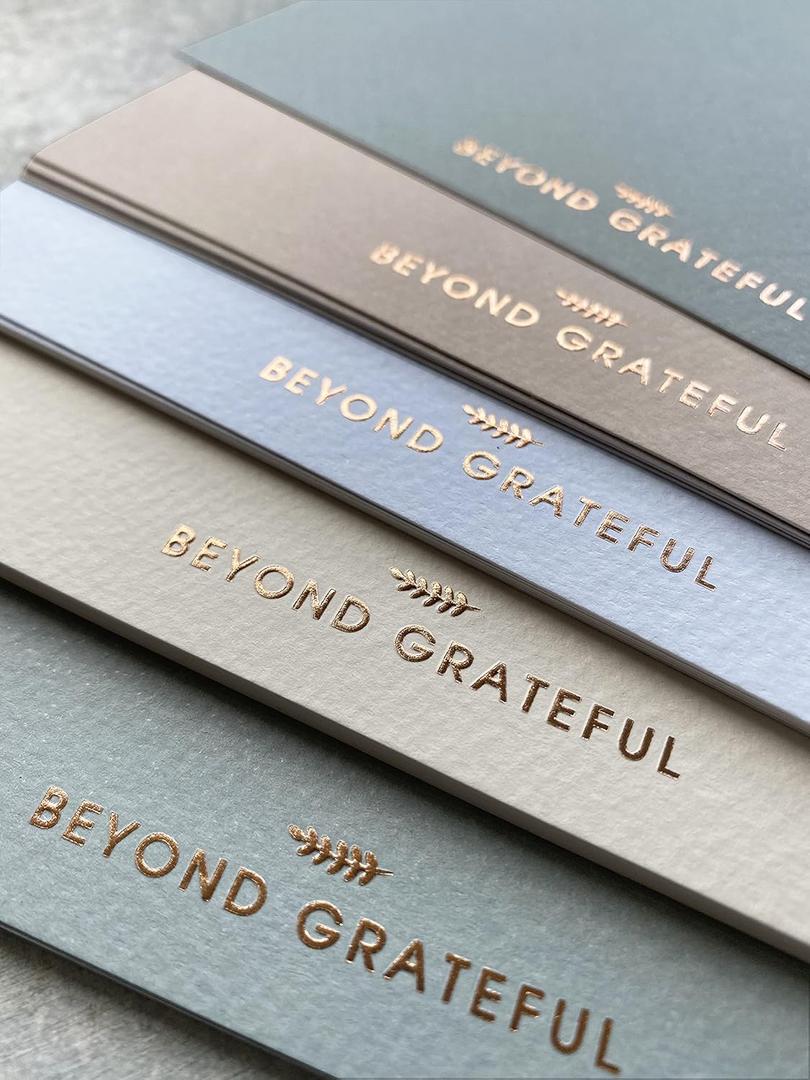 RUN2PRINT 36 Pack Dusty Blue Elegant Foiled Thank You Cards with Envelopes and 36 Peel and Seal Stickers