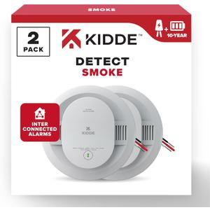 Kidde Hardwired Smoke Detector, 10-Year Battery Backup, Interconnectable, LED Warning Light Indicators, 2 Pack