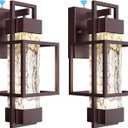 Modern Outdoor Light Fixtures Dusk to Dawn Outdoor Lighting 2 Pack, 15" Exterior Wall Sconce Waterproof Porch Light, Outside Light for House with Water Glass for Garage Doorway, Oil Rubbed Bronze (Bronze)