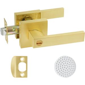 JO.KO Brushed Golden Door Handles,Privacy Door Lever,Keyless Interior Satin Brass Door Knobs, Heavy Duty Door Lock for Bedroom Bathroom (1 Pack)