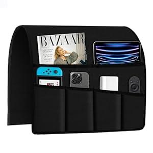 Joywell Linen Armchair Caddy Remote Control Holder for TV Recliner 6 Pocket Storage Organizer Sofa Armrest Caddie Magazine Phone iPad Storage Recliner Remote Holder for Snakes