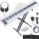 88 Key Digital Piano Keyboard,88 Key Full Size Weighted Hammer Action Electric Keyboard Piano with 200 Rhythms,200 Tones, Piano Keyboard with Stand, TriplePedal,Headphone, Carrying Bag